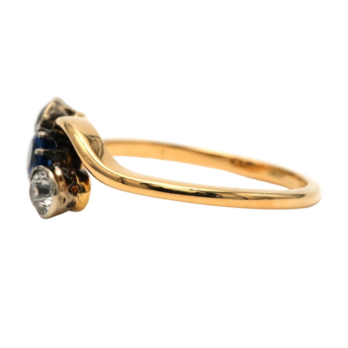 Bague Trilogie en or jaune, saphir et diamants - Castafiore