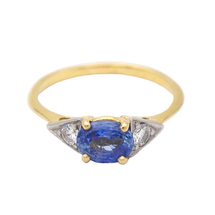 Bague Trilogie en or jaune, saphir et diamants - Castafiore