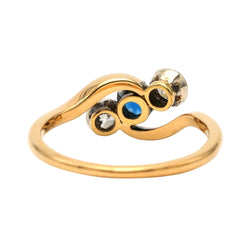 Bague Trilogie en or jaune, saphir et diamants - Castafiore