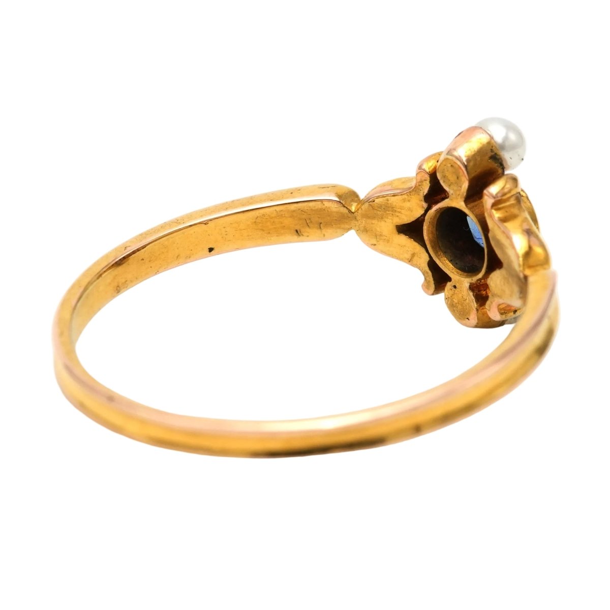 Bague Trilogie en or jaune, saphir et perles - Castafiore