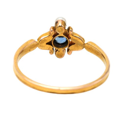 Bague Trilogie en or jaune, saphir et perles - Castafiore