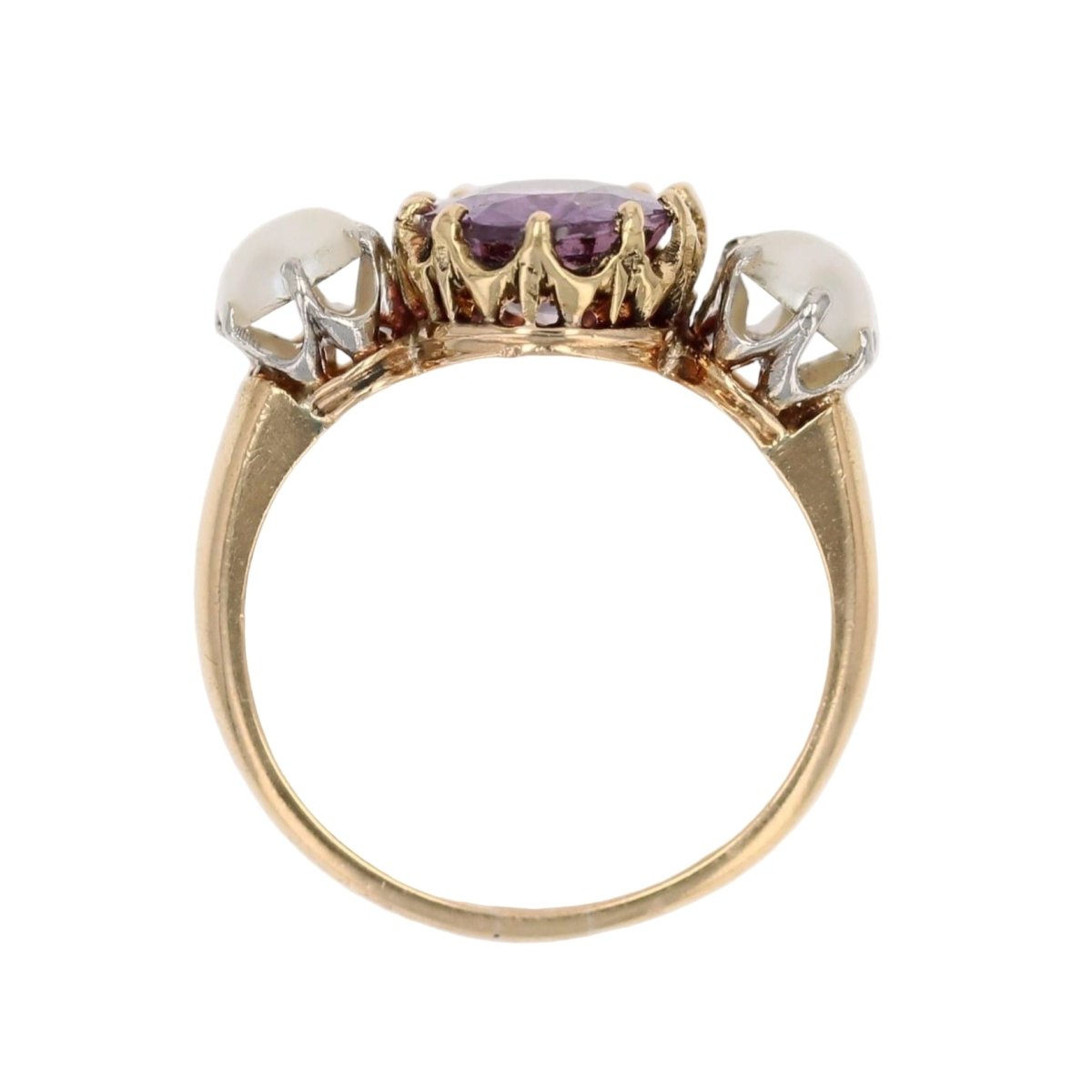 Bague Trilogie en or jaune, saphir et perles - Castafiore