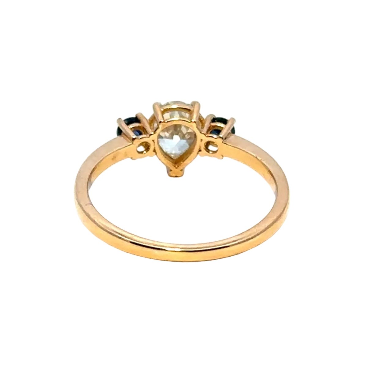 Bague Trilogie en or jaune, saphirs et diamant - Castafiore