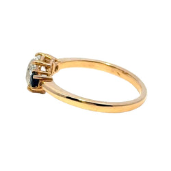 Bague Trilogie en or jaune, saphirs et diamant - Castafiore