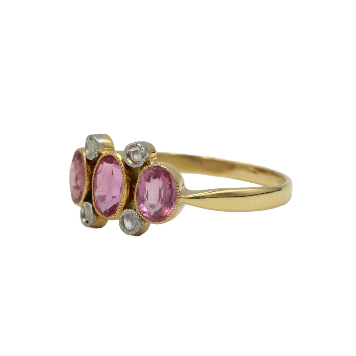 Bague Trilogie en or jaune, saphirs et diamants - Castafiore