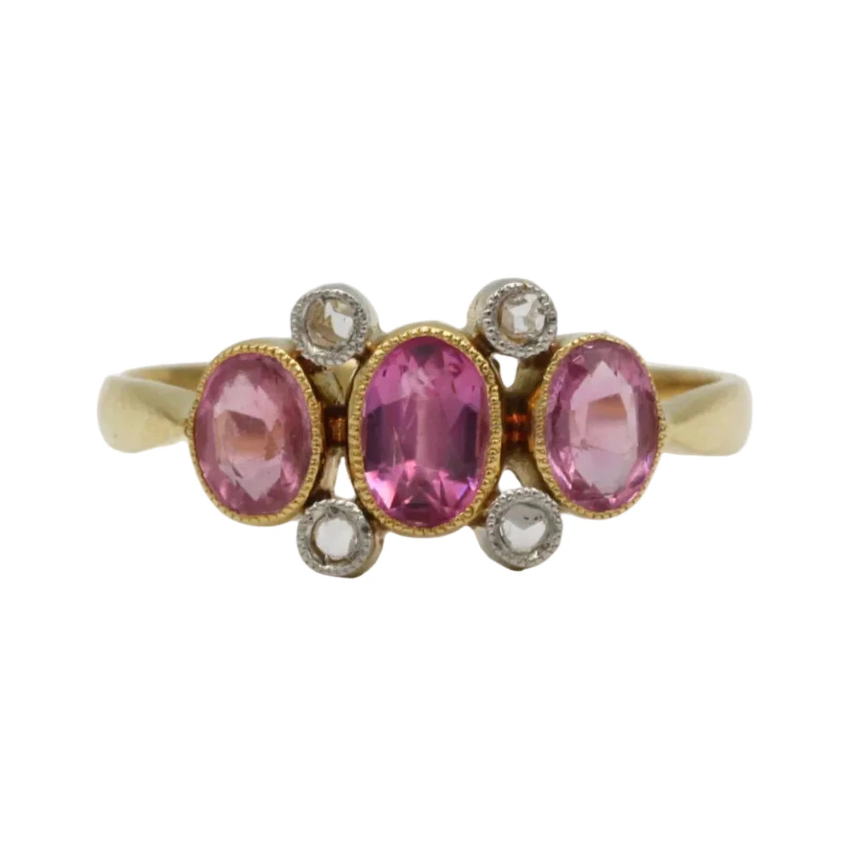 Bague Trilogie en or jaune, saphirs et diamants - Castafiore