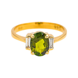 Bague Trilogie en or jaune, tourmaline et diamants - Castafiore