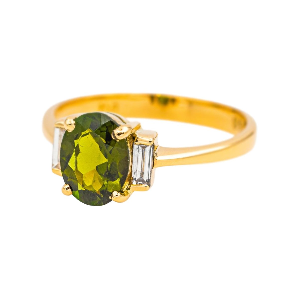 Bague Trilogie en or jaune, tourmaline et diamants - Castafiore