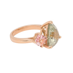 Bague Trilogie en or rose, béryl et morganites - Castafiore