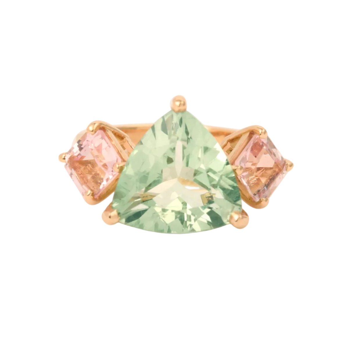 Bague Trilogie en or rose, béryl et morganites - Castafiore
