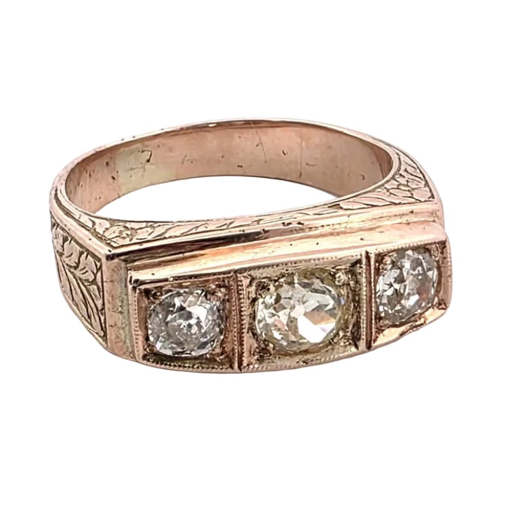 Bague Trilogie en or rose et diamants - Castafiore