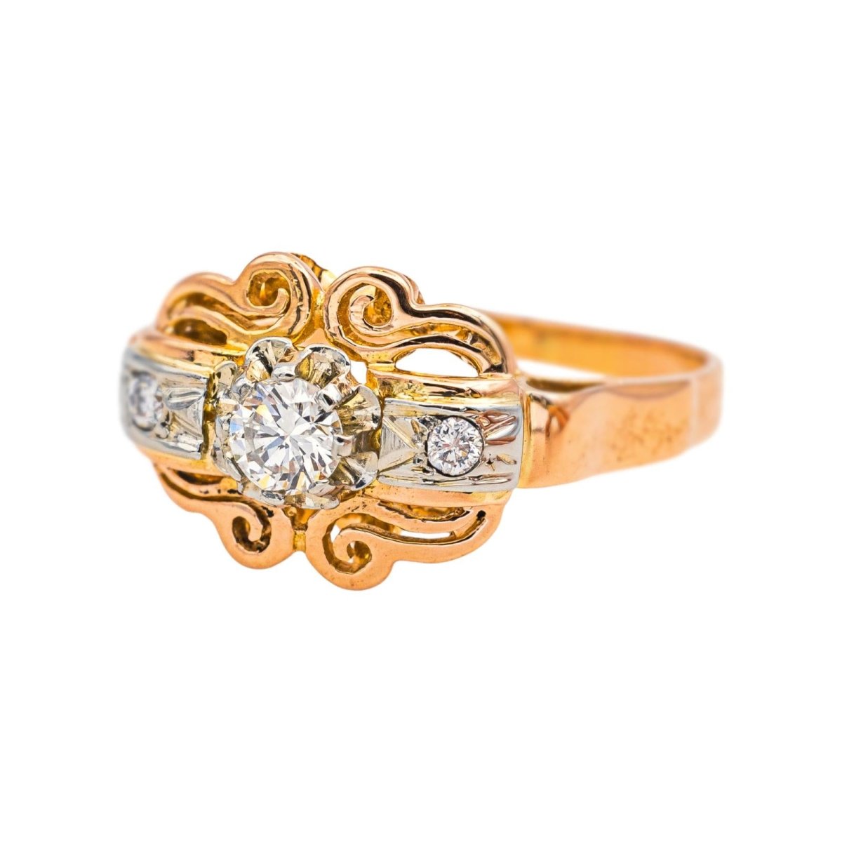 Bague Trilogie en or rose, or blanc et diamants - Castafiore