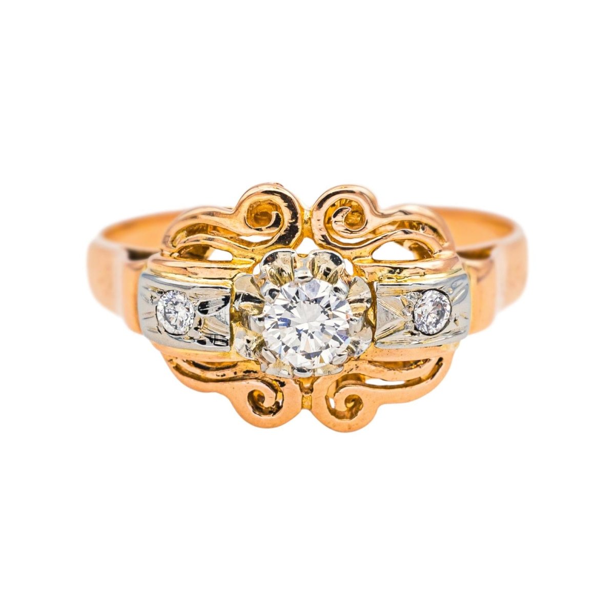 Bague Trilogie en or rose, or blanc et diamants - Castafiore