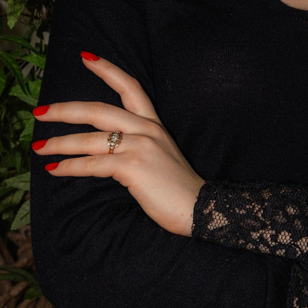 Bague Trilogie en or rose, or blanc et diamants - Castafiore