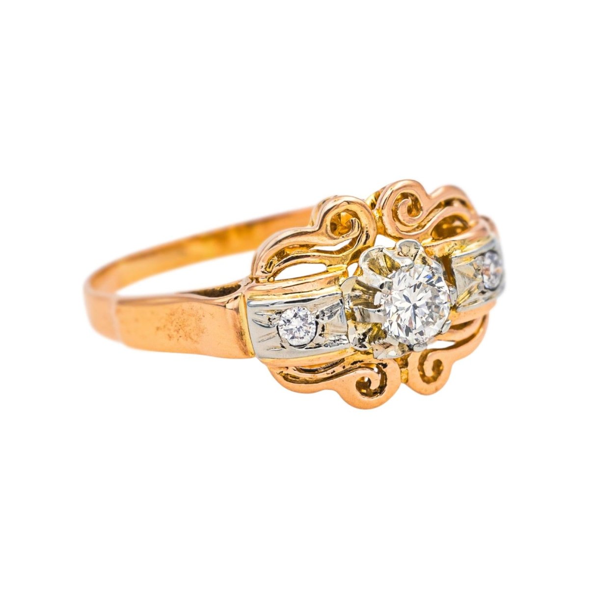Bague Trilogie en or rose, or blanc et diamants - Castafiore