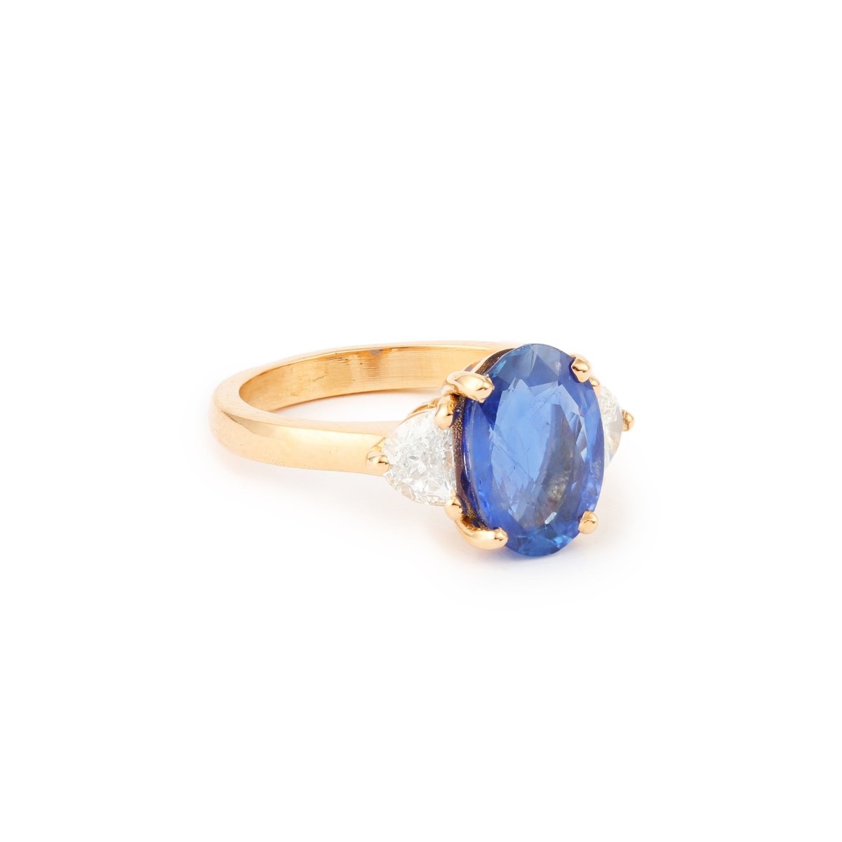 Bague Trilogie en or rose, saphir et diamants - Castafiore