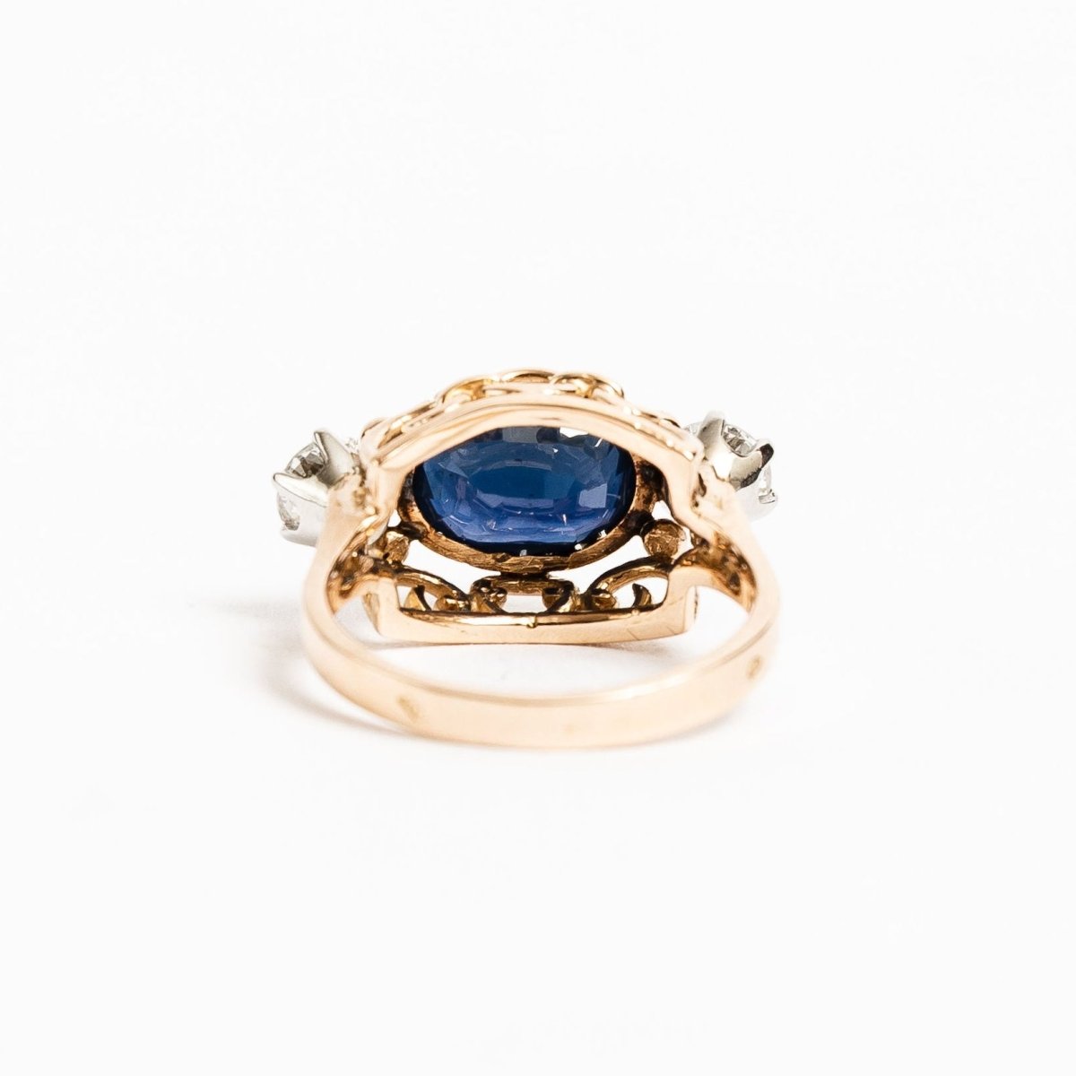 Bague Trilogie en or rose, saphir et diamants - Castafiore