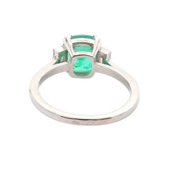 Bague Trilogie en platine, émeraude et diamants - Castafiore