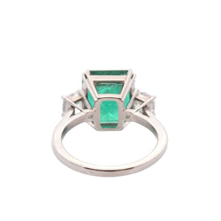 Bague Trilogie en platine, émeraudes, et diamants - Castafiore