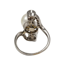 Bague Trilogie en platine, perle et diamants - Castafiore