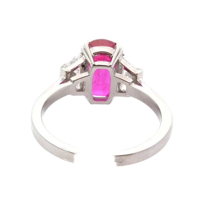 Bague Trilogie en platine, rubis et diamants - Castafiore