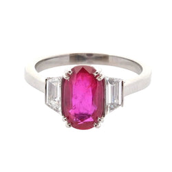 Bague Trilogie en platine, rubis et diamants - Castafiore