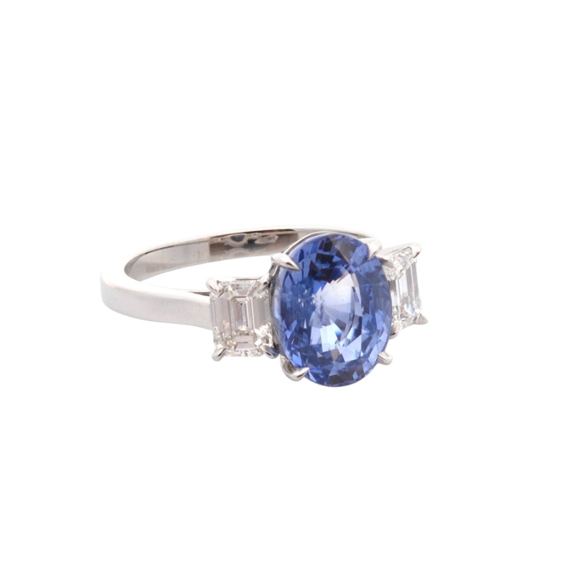 Bague Trilogie en platine, saphir et diamants - Castafiore
