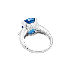Bague Trilogie en platine, saphir et diamants - Castafiore