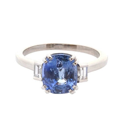 Bague Trilogie en platine, saphir et diamants - Castafiore