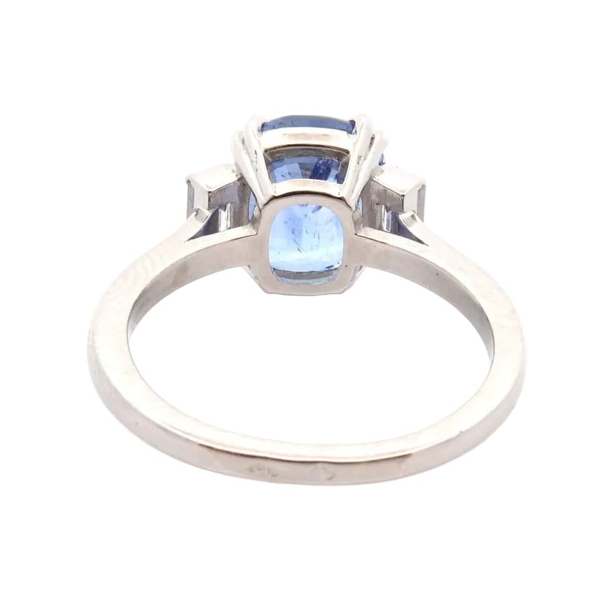 Bague Trilogie en platine, saphir et diamants - Castafiore