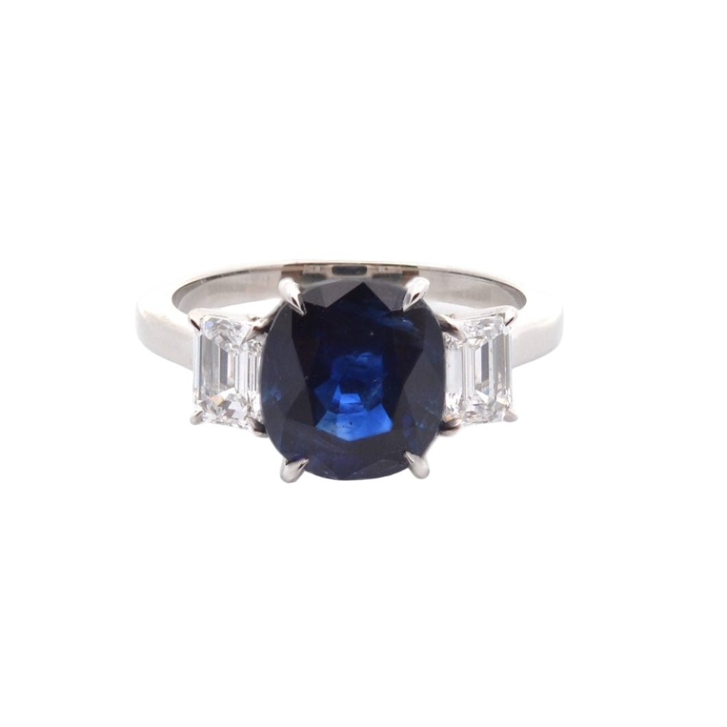 Bague Trilogie en platine, saphir et diamants - Castafiore
