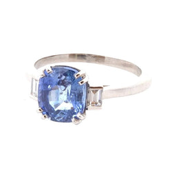 Bague Trilogie en platine, saphir et diamants - Castafiore