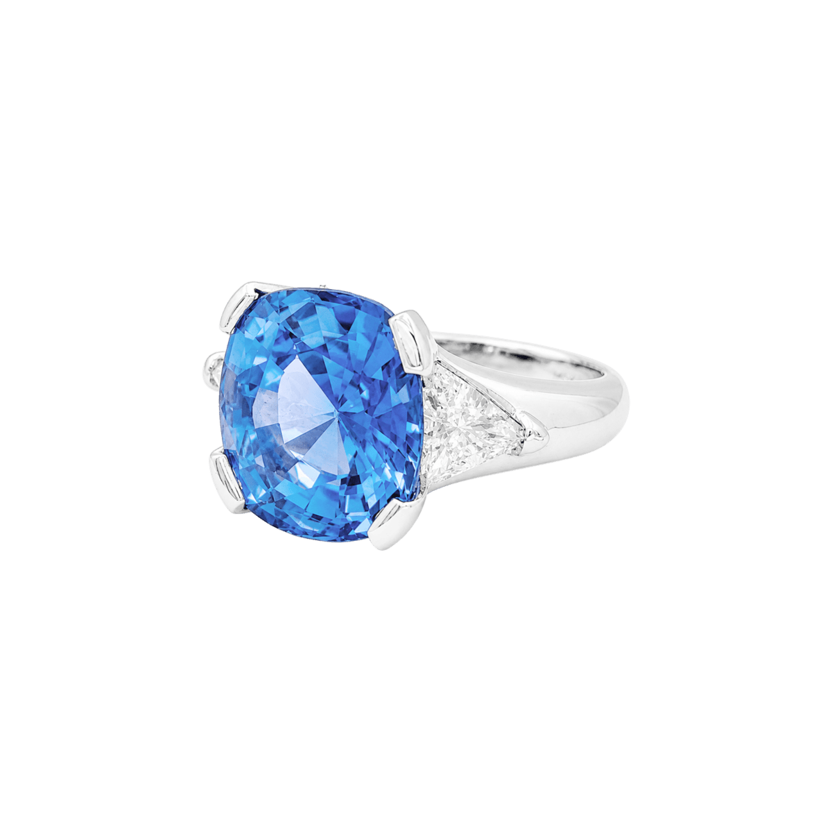 Bague Trilogie en platine, saphir et diamants - Castafiore