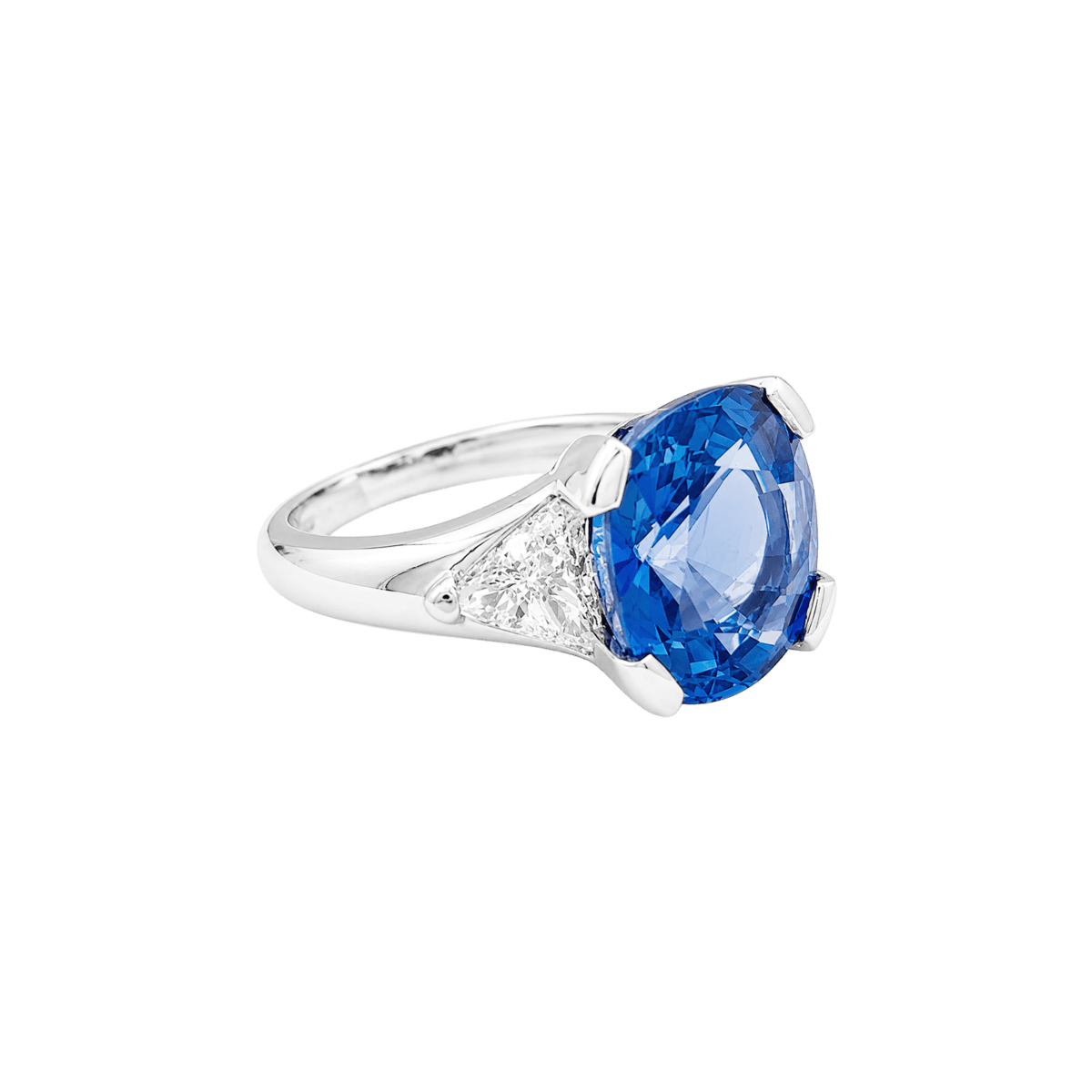 Bague Trilogie en platine, saphir et diamants - Castafiore