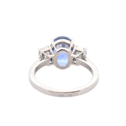 Bague Trilogie en platine, saphir et diamants - Castafiore