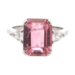 Ring pink tourmaline and diamonds