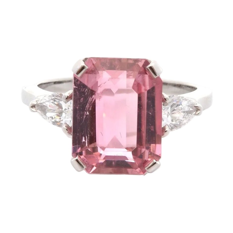 Bague Trilogie en platine, tourmaline et diamants - Castafiore
