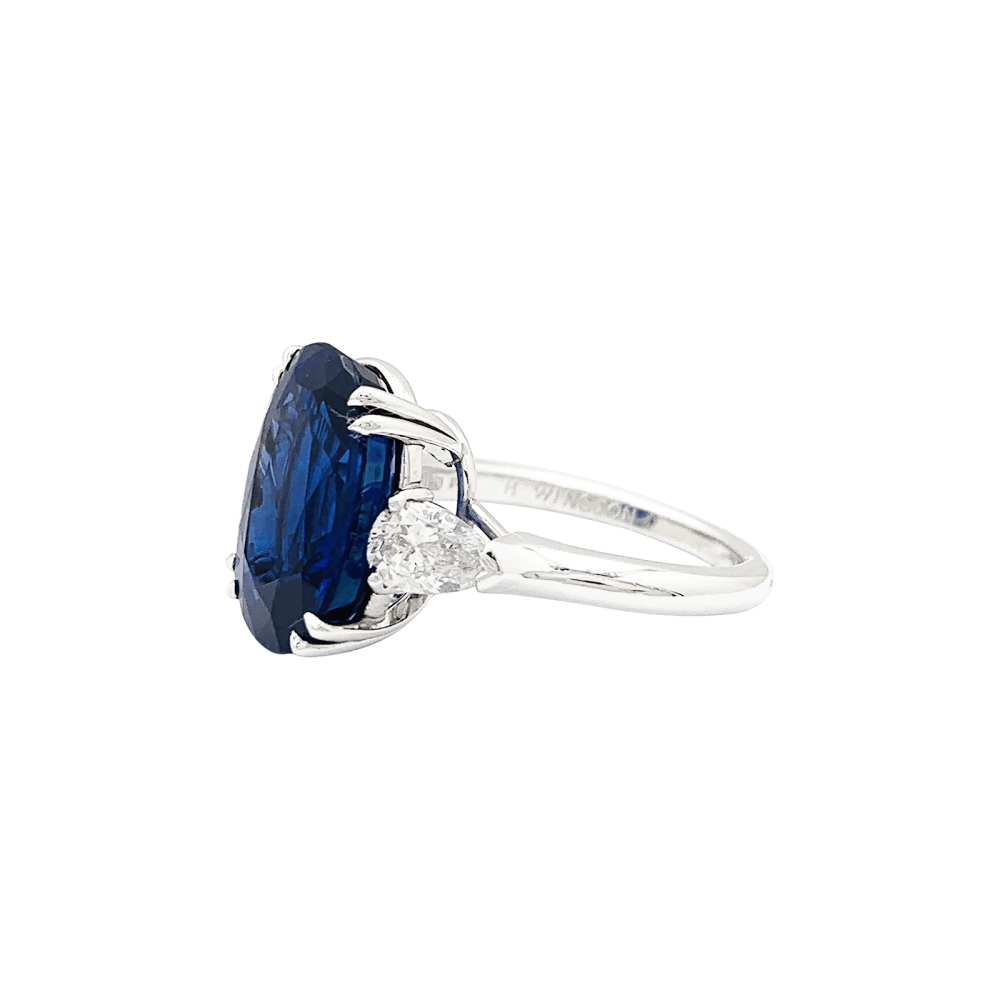 Bague Trilogie HARRY WINSTON en platine, saphir et diamants - Castafiore