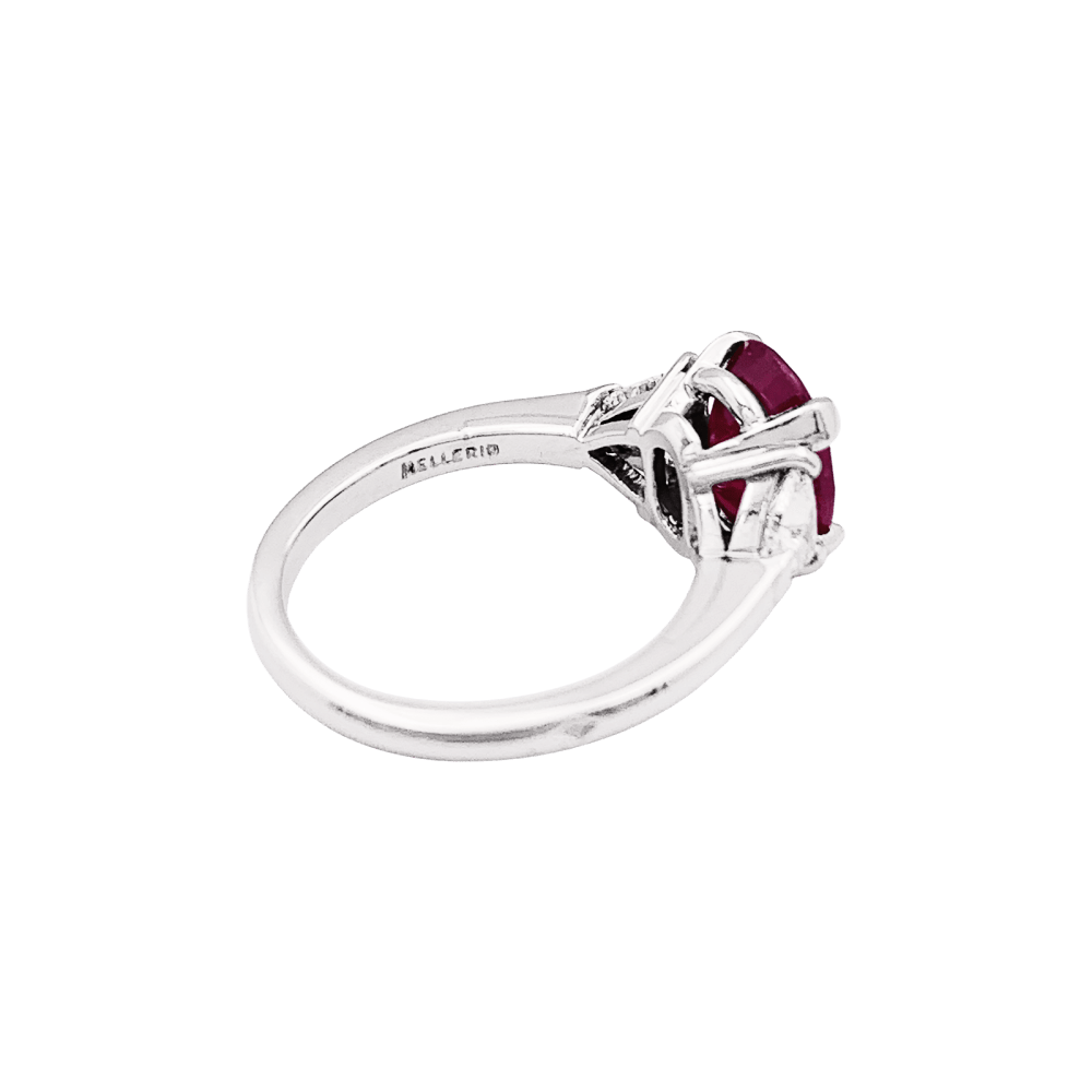 Bague Trilogie MELLERIO en platine, rubis et diamants - Castafiore