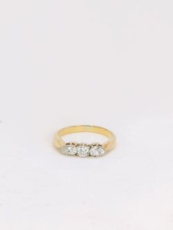 Bague trilogie or jaune diamants taille ancienne 0.95ct - Castafiore