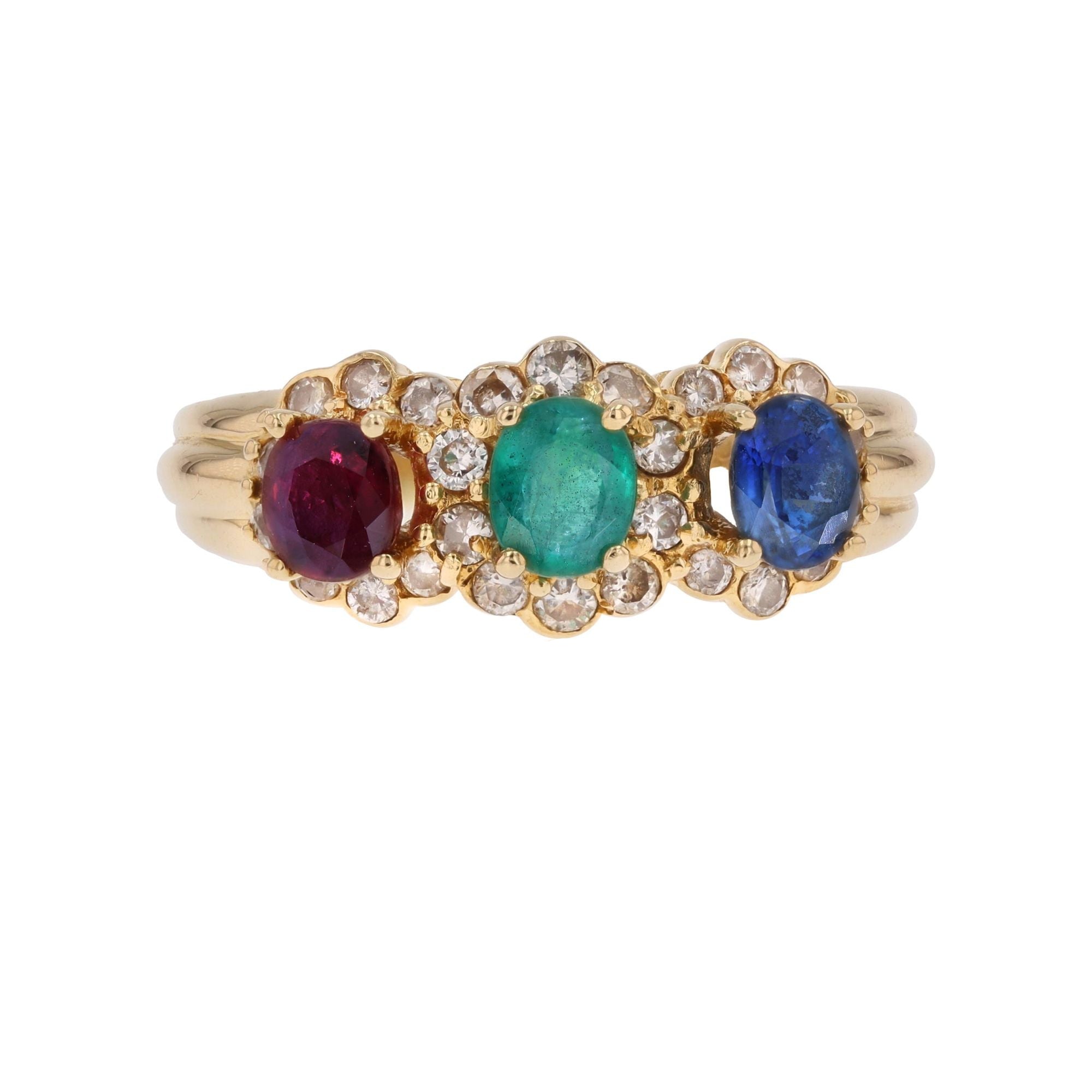 Ring emerald sapphire ruby diamonds