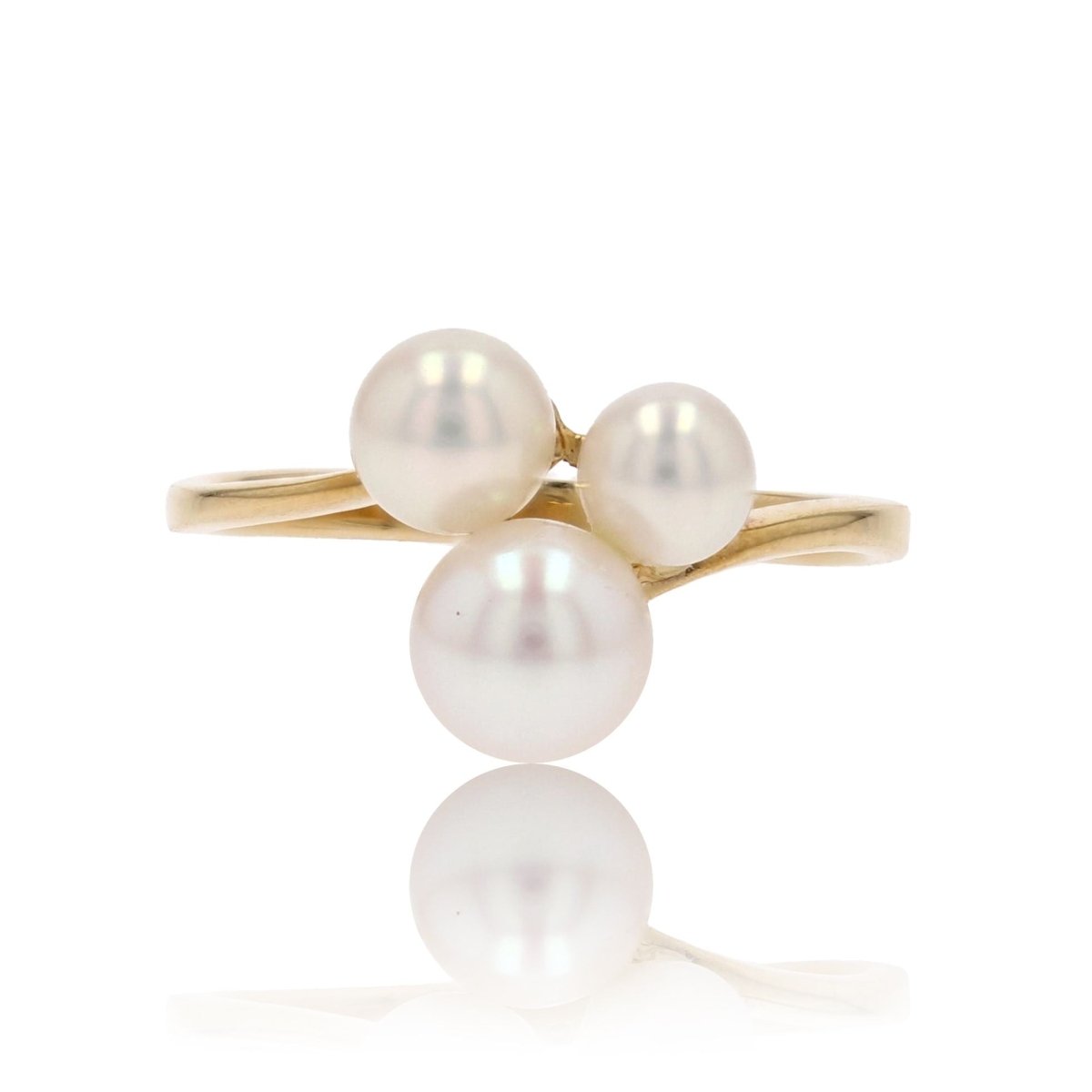 Bague trio en or jaune et perles de culture - Castafiore