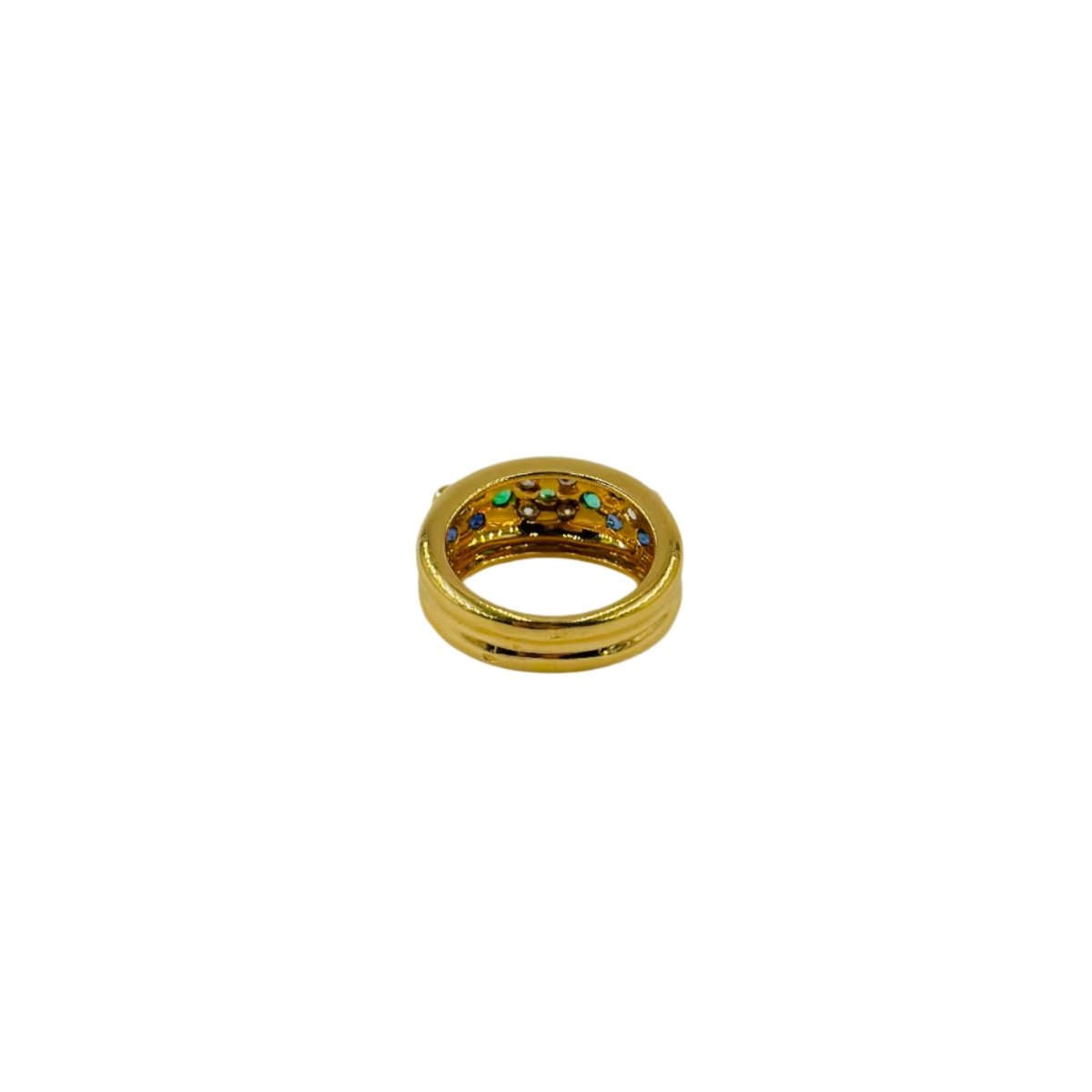 Bague "Trois fleurs" en or jaune, saphir et diamants - Castafiore
