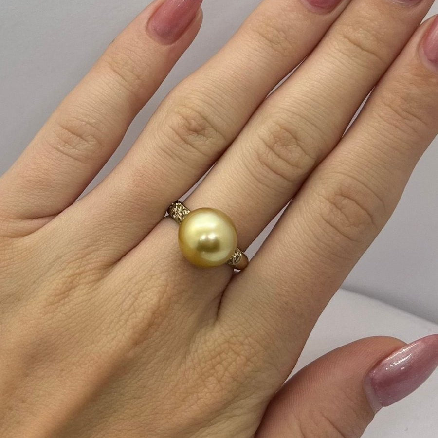 Bague UTOPIA Perle et diamants en or jaune - Castafiore