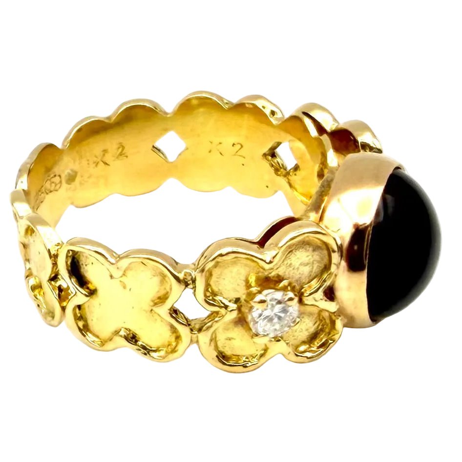 Bague VAN CLEEF & ARPELS. en or jaune, onyx et diamants - Castafiore