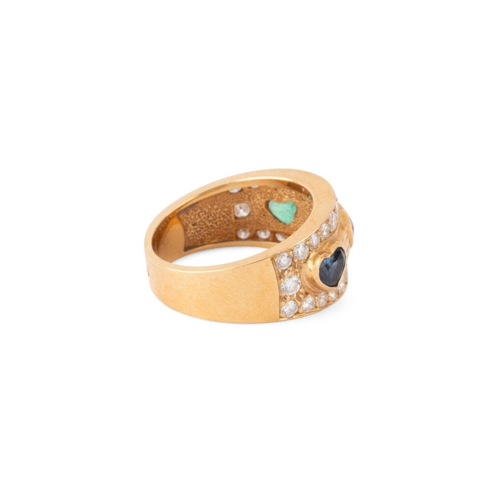 Bague VAN CLEEF & ARPELS en or jaune, rubis, émeraude et saphir - Castafiore