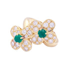 Bague Van Cleef & Arpels, "Fleurette", en or jaune, diamants et émeraudes. - Castafiore