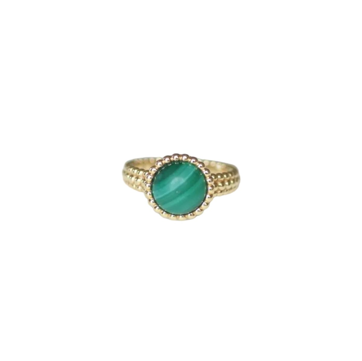 Bague VAN CLEEF & ARPELS "Perlée Couleurs" en or jaune et malachite - Castafiore