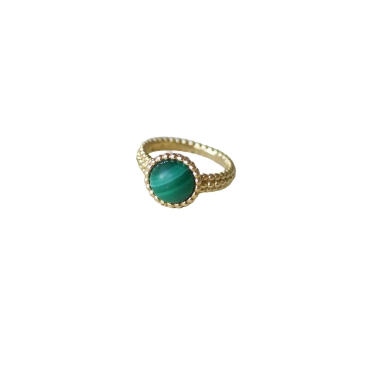Bague VAN CLEEF & ARPELS "Perlée Couleurs" en or jaune et malachite - Castafiore