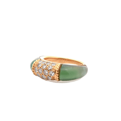 Bague VAN CLEEF & ARPELS "Philippine" en or jaune, chrysoprase et diamants - Castafiore